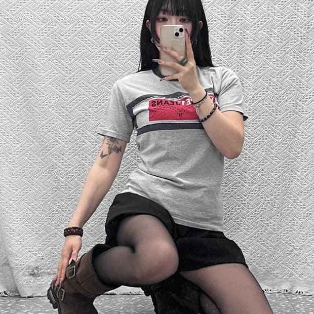 리바이스 캐주얼 아메카지 키치 스티치 빅로고 반팔티 F C11820