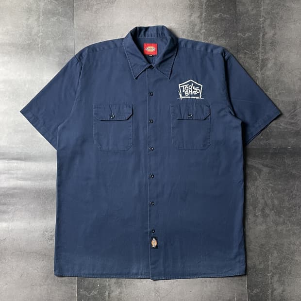 DICKIES 디키즈 빈티지 네이비 플랩포켓 반팔 워크셔츠 A00967
