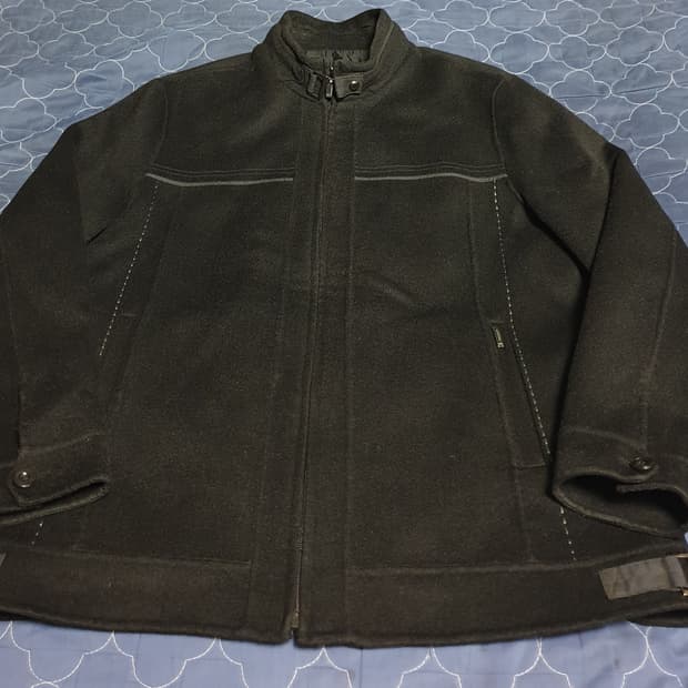 (빈티지) 피에르발망 캐시미어 넥버클 사이드 스티치 자켓 블랙 (100)