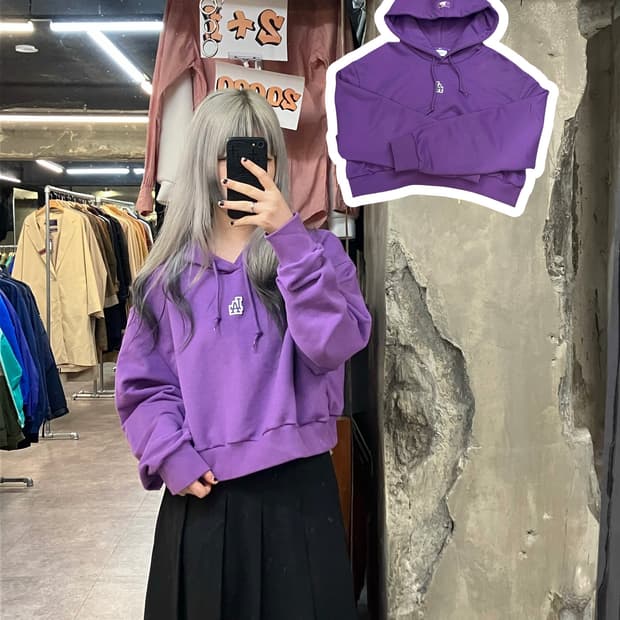 MLB 크롭 후드티 퍼플 XXL  #csz3360