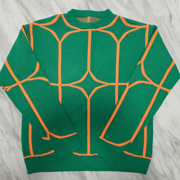 여성 패턴 크루넥 니트