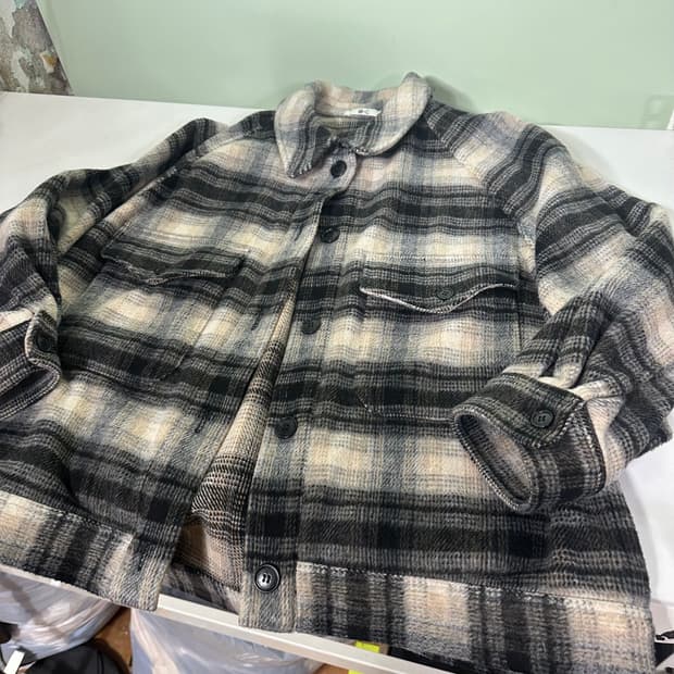 XL 유니클로C 오버핏 옴브레체크 플라넬셔츠자켓