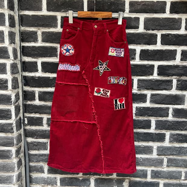 코듀로이 패치 스커트