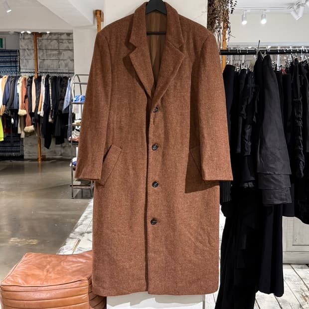 와이즈 비스 브라운 싱글 울 롱 코트