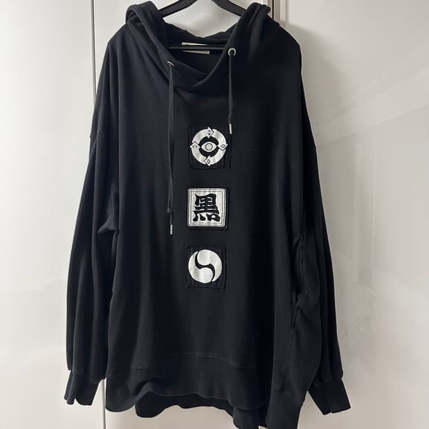 오리엔탈 그래픽 패치 박스핏 후드티