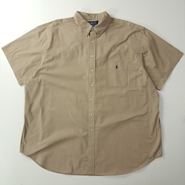 CK693 4XLT 폴로 90s 포켓 베이지 반팔 셔츠 남방