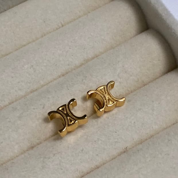 셀린느 빈티지 스킨 골드 업사이클링 귀걸이
