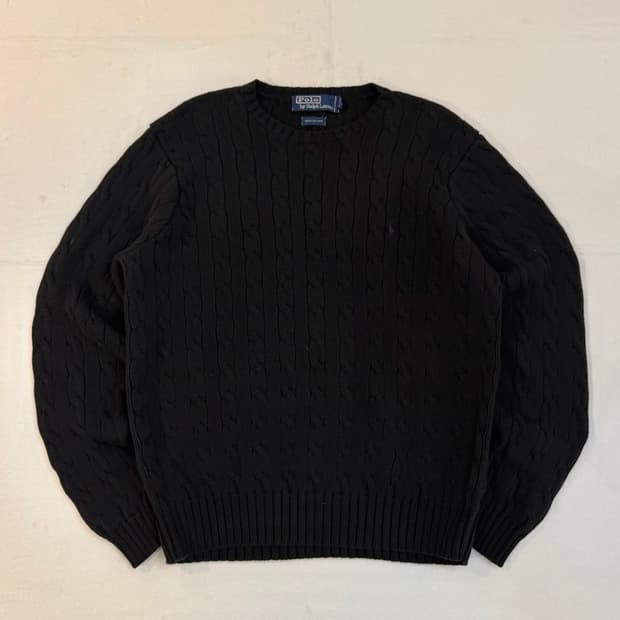 폴로 랄프로렌 꽈배기 케이블 니트 블랙