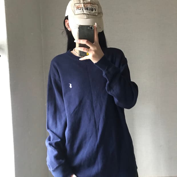 폴로 네이비 와플 롱슬리브