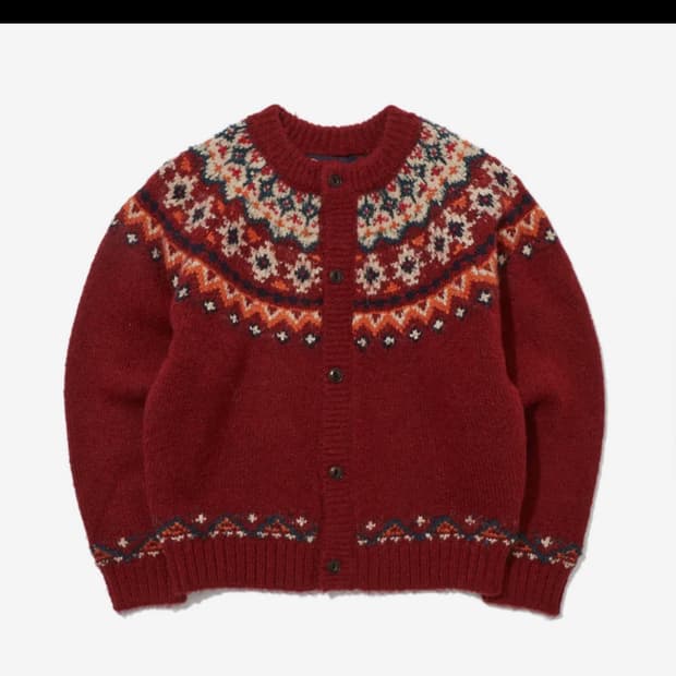 [펜필드] 부클 컬러웨이 나바호 에로우 가디건 레드_FR3KJ33 U