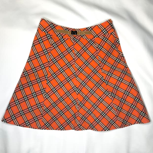 [Burberry] 버버리 스커트 Orange Check Skirt