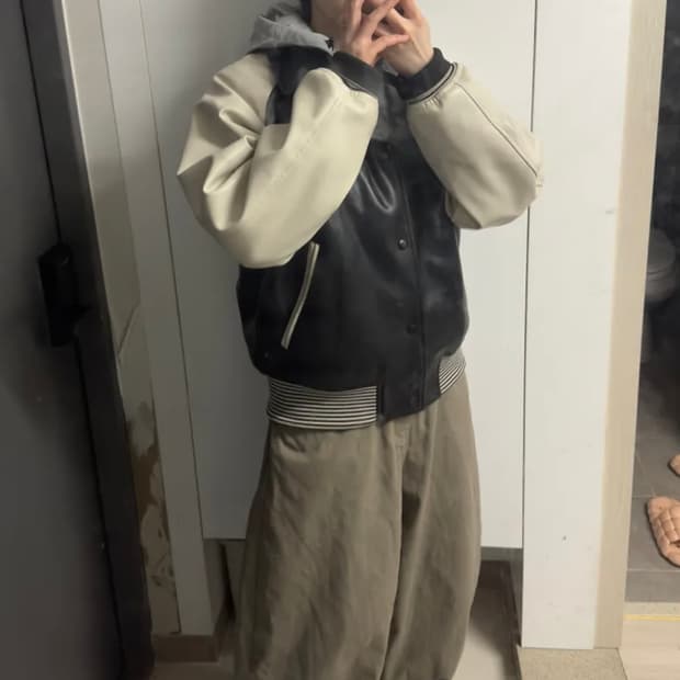 파르티멘토 비건레더 바시티 자켓 S