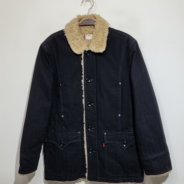 (M) 리바이스 양털 청자켓 블랙 데님자켓 레드탭 