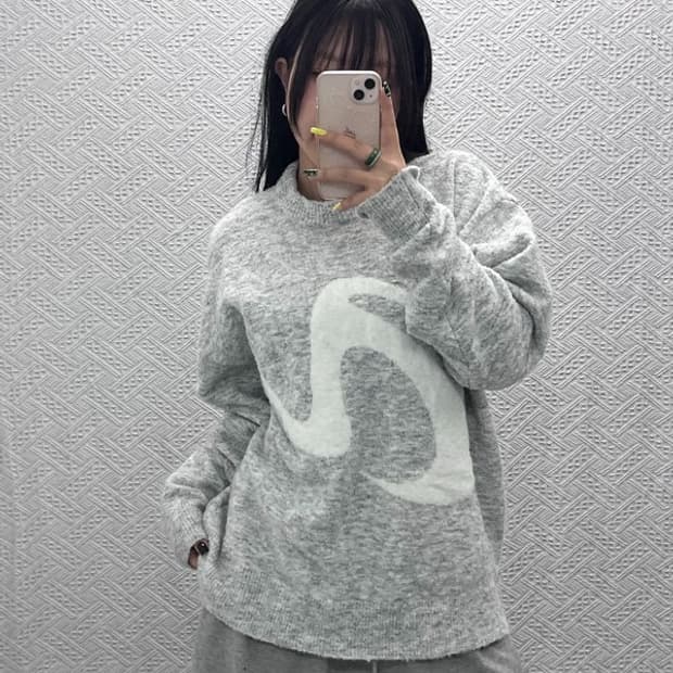 널디 엔디와이 핀휠 멜란지그레이 니트 S C07493