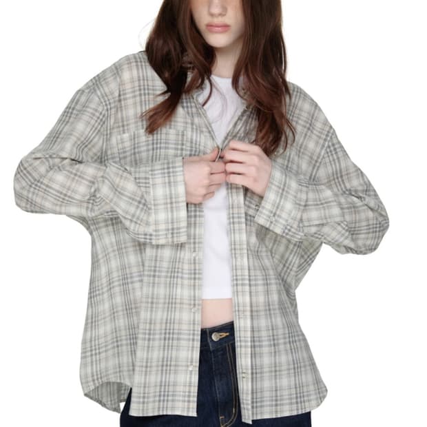 SUNBURNPROJECT 썬번프로젝트 오버핏 체크 셔츠 (블루) 미착용