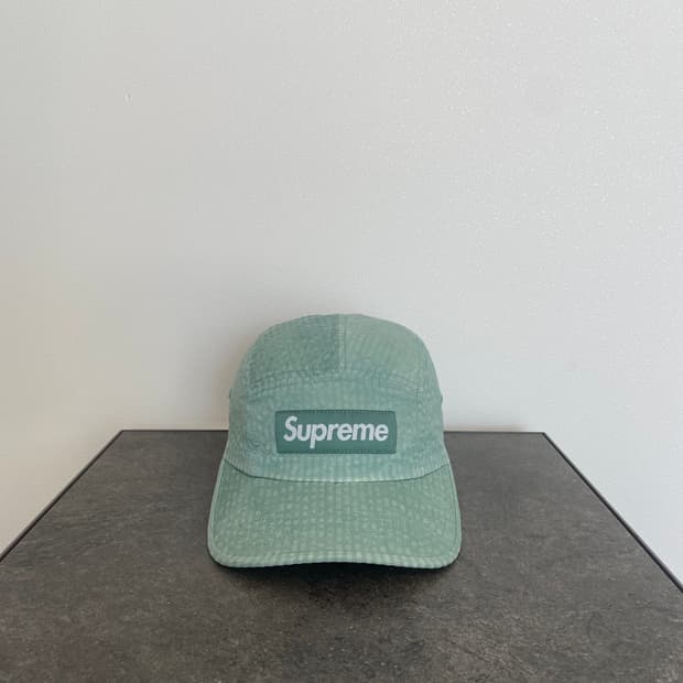 슈프림 시어서커 워시드 세이지 박스로고 캠프캡 모자