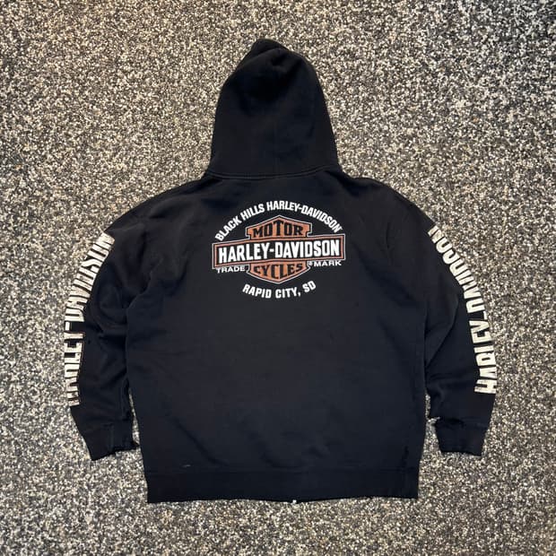 할리데이비슨 블랙힐스 데미지 후드 집업 (XL)