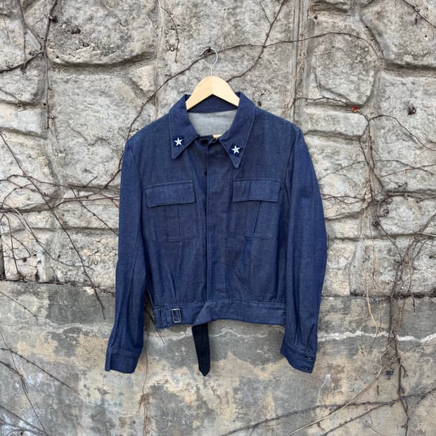 70s 이탈리아군 오리지널 데님 아이크 배틀드레스 트러커 자켓