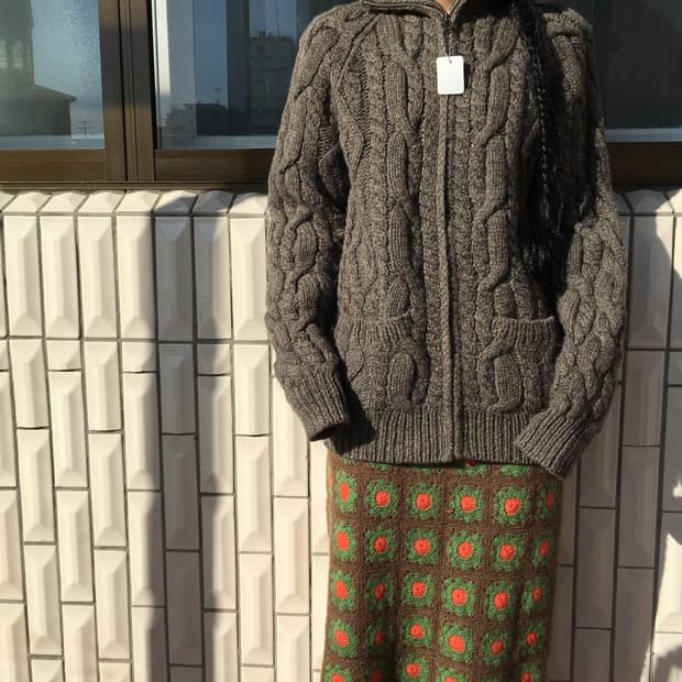 Cable pattern high neck zip up