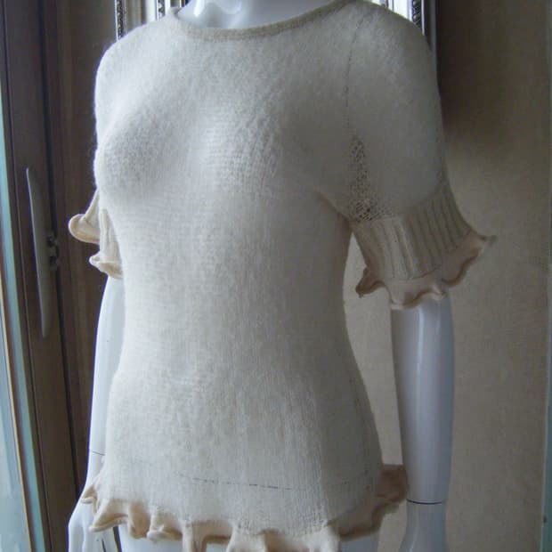 [Johanna.ho] Sheer Ruffle Knit Top