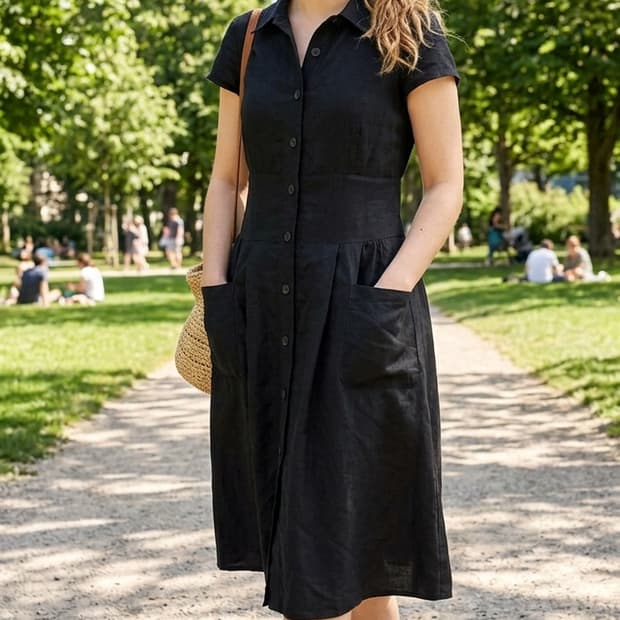 DUAL VIEW 린넨 텐셀 혼방 셔츠 원피스 (40사이즈/M)