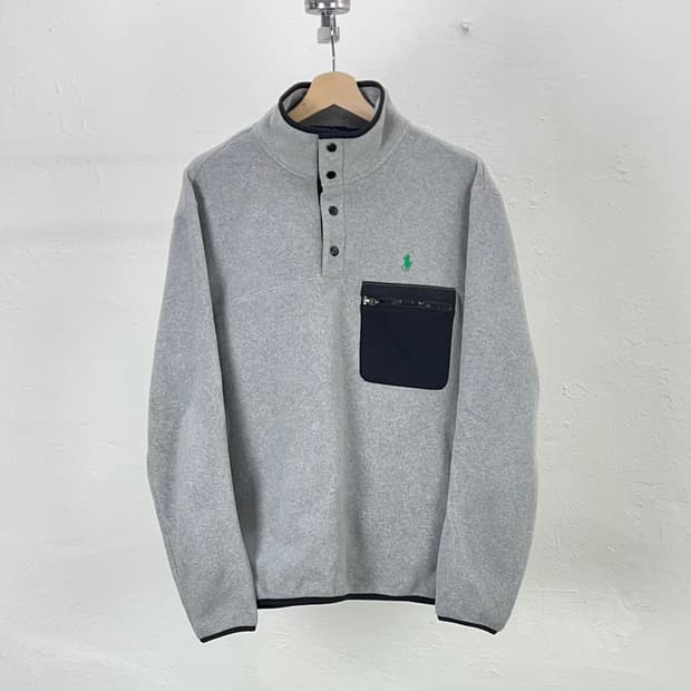 폴로 랄프로렌 라이트 그레이 모크넥 풀오버 플리스