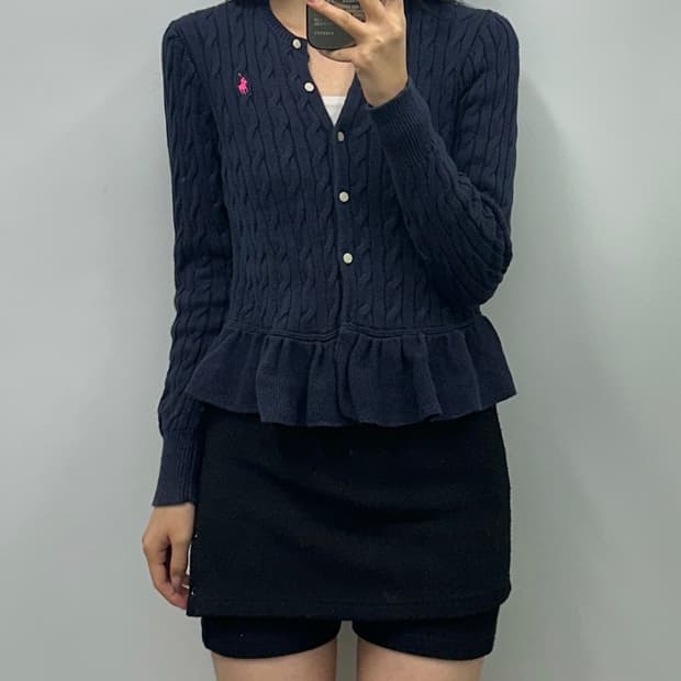 폴로 랄프로렌 네이비 프릴 니트 가디건