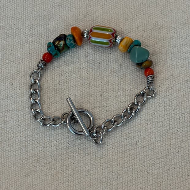 써지컬 체인 & 원석 믹스 빈티지 팔찌