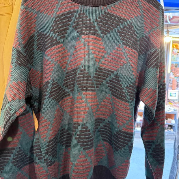 빈티지 청록 패턴 니트