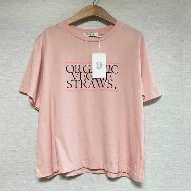 BOLD 레터링 그래픽 핑크 반팔 티셔츠 S