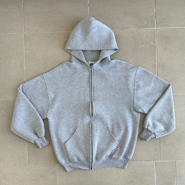 90s 빈티지 러셀 후드집업 그레이 L USA