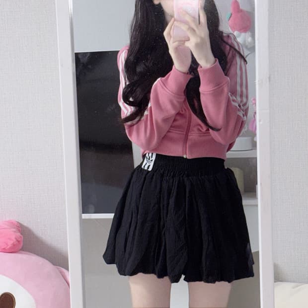 아디다스 리폼 벌룬핏 셔링 캉캉 스커트 F (블랙/화이트)