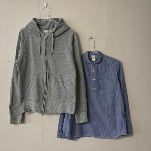 글로벌워크 후드집업+둥근카라 블라우스