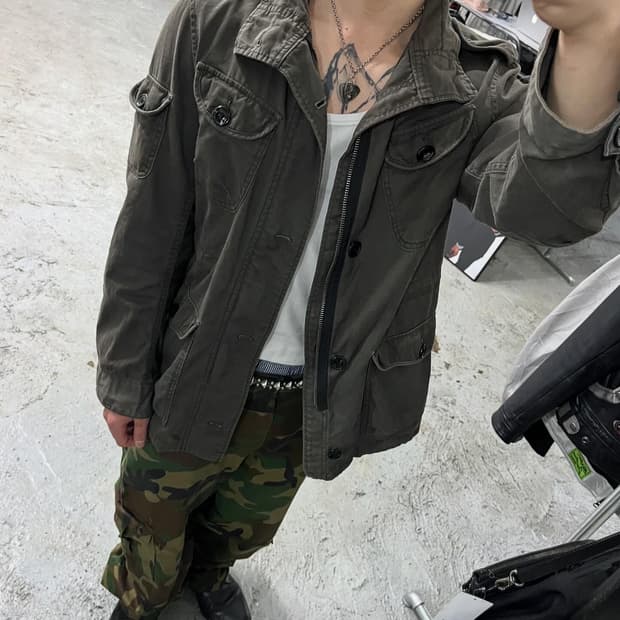 vtg military hood jacket