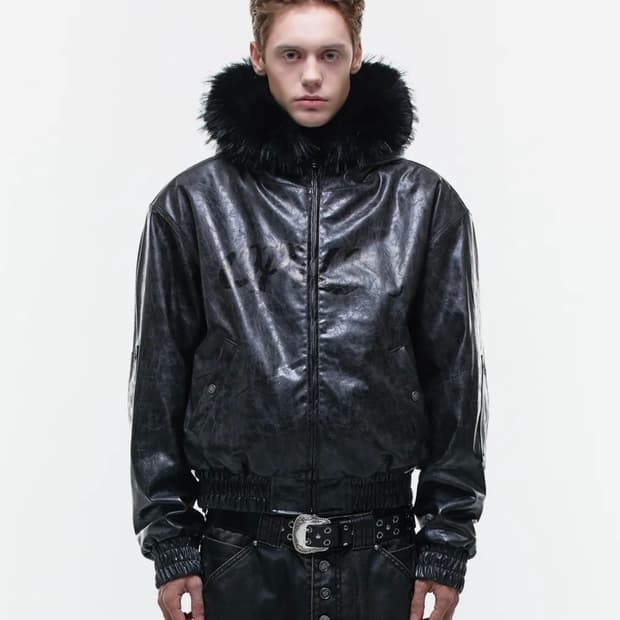 구매)opus 0012 후드 레더 봄버 블랙 m