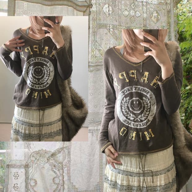 jpn vintage brown nerd patch t shirt
