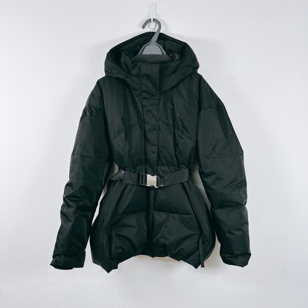 (정품/새상품) 엔폴드 여성 블랙 벨티드 구스다운 패딩 점퍼