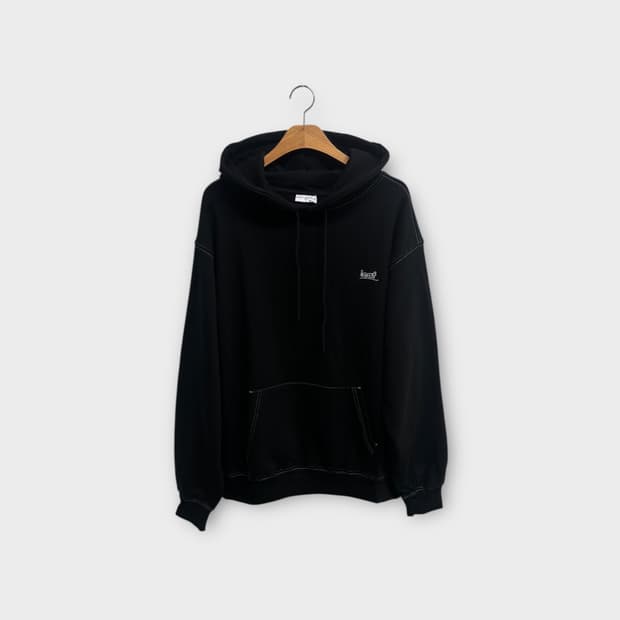 리프클로딩 leaf 블랙 스티치 후드 M