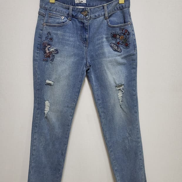 오브제 자수  데님 청바지 M 55-66