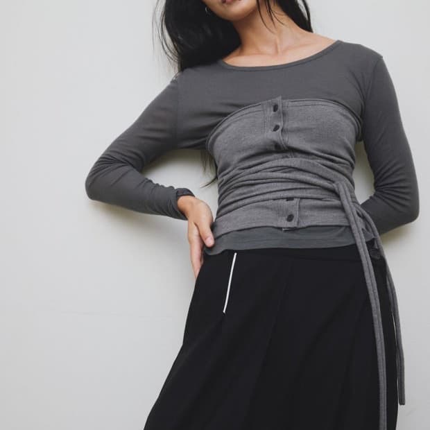 로우타이드 스트랩 튜브 탑 니트 strap tube top knit