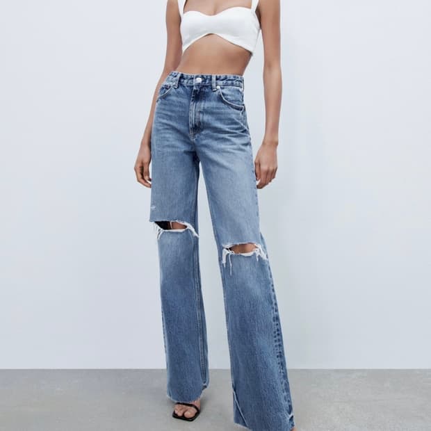 자라 와이드 디스트로이드 진 블루