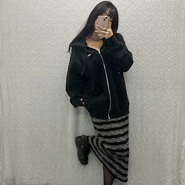 챔피온 리버스위브 빈티지 오버핏 블랙 후드집업 XL C06422