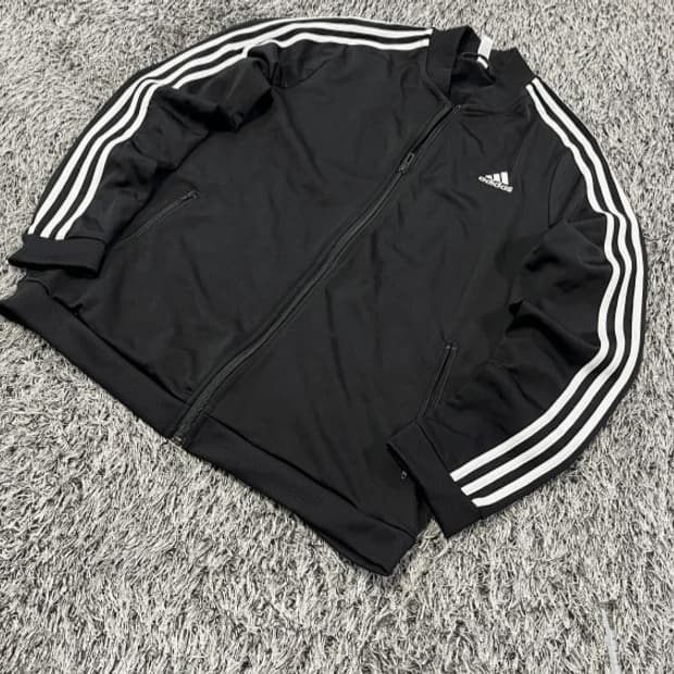아디다스 블랙 검흰 트랙탑 져지집업 95/M