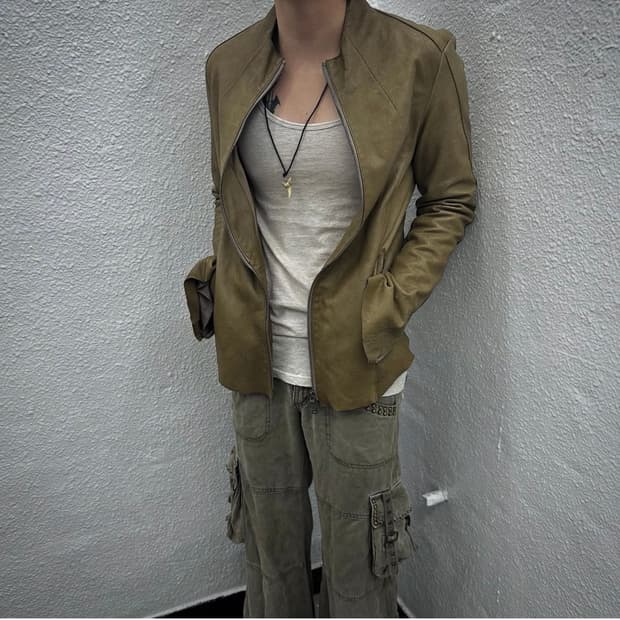 Buffalo bobs mud cutoff leather jacket