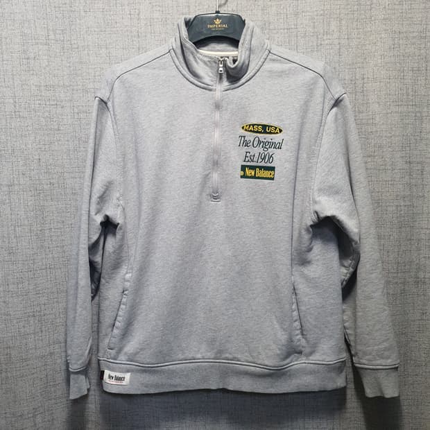 뉴발란스 남성 반집업 맨투맨 그레이 