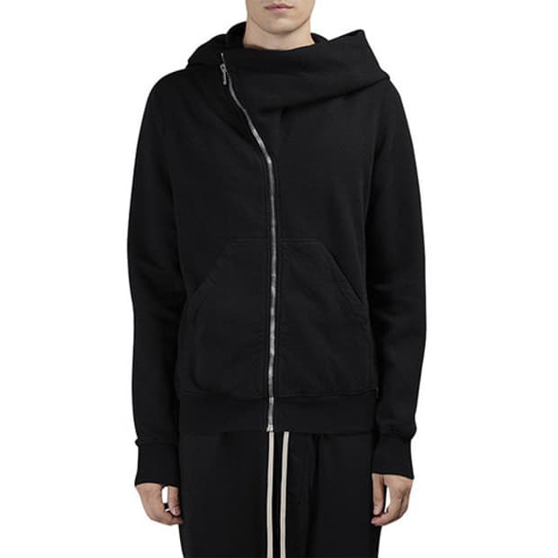 릭오웬스 17FW 다크쉐도우 마운틴 사선 후드 집업 블랙