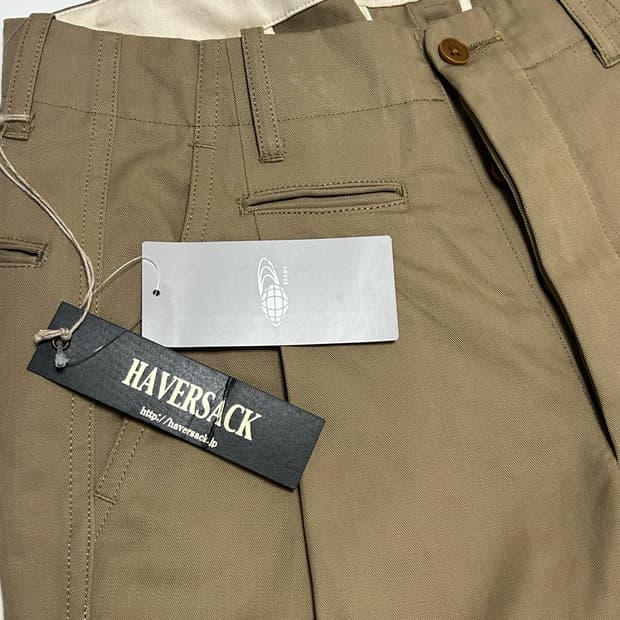 (31)HAVERSACK 하버색 셀비지 트윌 와이드 트라우저 카키베이지