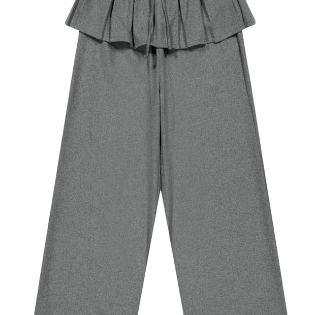 PLEATS OVER WOOL PANTS GREY