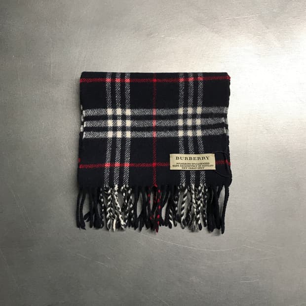 버버리 정품 메리노/캐시미어 머플러 네이비