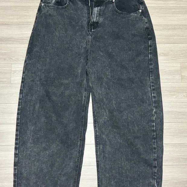 남녀공용 어널레코드 솔트워싱 데님 팬츠 흑청 L